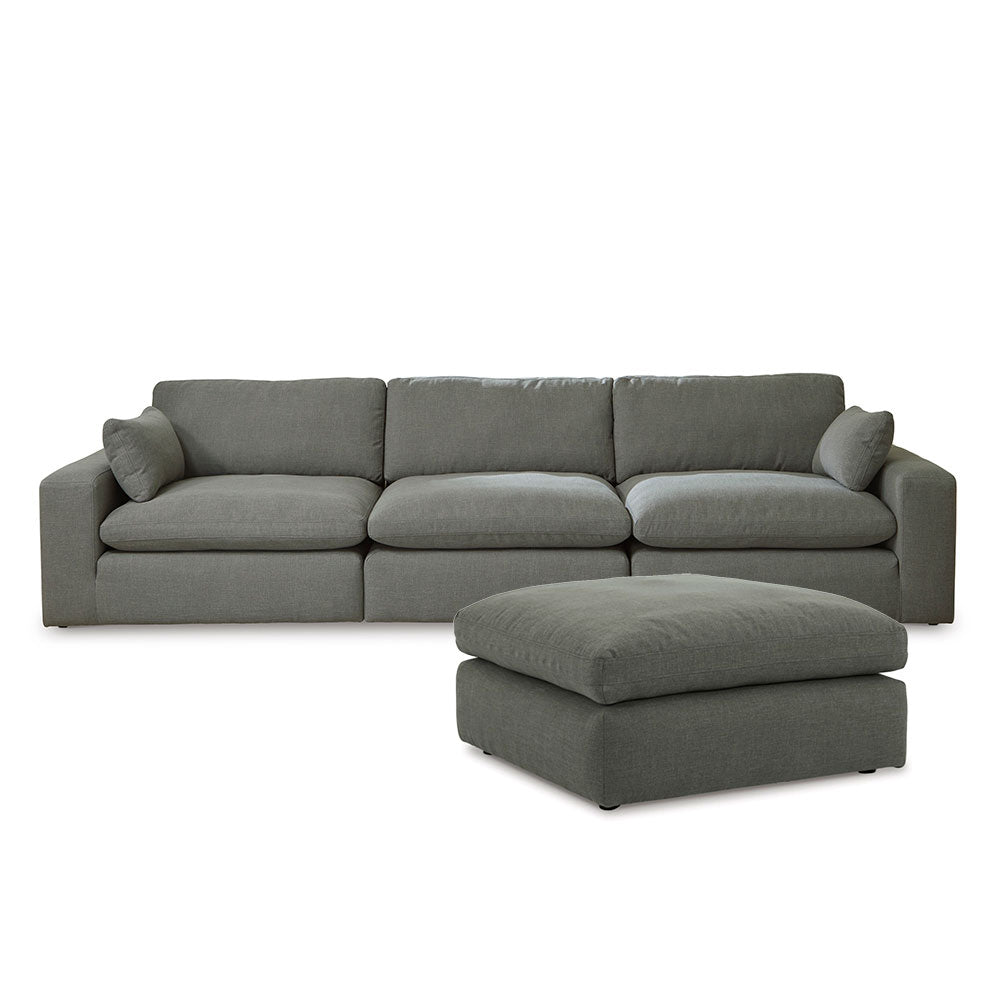 Elyza 3-Piece Sectional with Ottoman in Charcoal