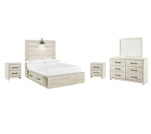 Load image into Gallery viewer, Cambeck  Panel Bed With 2 Storage Drawers With Mirrored Dresser And 2 Nightstands
