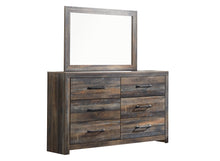 Load image into Gallery viewer, Drystan Queen Panel Bed with 2 Storage Drawers with Mirrored Dresser
