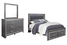 Load image into Gallery viewer, Lodanna  Panel Bed With 2 Storage Drawers With Mirrored Dresser
