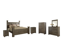 Load image into Gallery viewer, Juararo California King Poster Bed with Mirrored Dresser, Chest and 2 Nightstands
