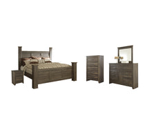 Load image into Gallery viewer, Juararo California King Poster Bed with Mirrored Dresser, Chest and Nightstand
