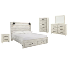 Load image into Gallery viewer, Cambeck  Panel Bed With 2 Storage Drawers With Mirrored Dresser, Chest And Nightstand
