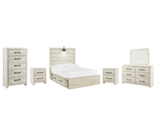 Load image into Gallery viewer, Cambeck Full Panel Bed with 4 Storage Drawers with Mirrored Dresser, Chest and 2 Nightstands
