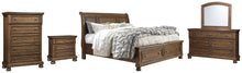 Load image into Gallery viewer, Flynnter  Sleigh Bed With 2 Storage Drawers With Mirrored Dresser, Chest And Nightstand
