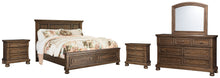 Load image into Gallery viewer, Flynnter  Panel Bed With 2 Storage Drawers With Mirrored Dresser And 2 Nightstands
