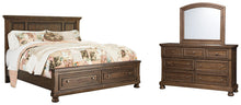 Load image into Gallery viewer, Flynnter  Panel Bed With 2 Storage Drawers With Mirrored Dresser
