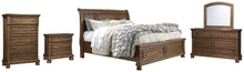 Load image into Gallery viewer, Flynnter  Sleigh Bed With 2 Storage Drawers With Mirrored Dresser, Chest And Nightstand
