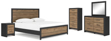 Load image into Gallery viewer, Vertani King Panel Bed with Mirrored Dresser, Chest and Nightstand
