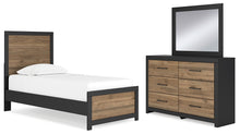 Load image into Gallery viewer, Vertani Twin Panel Bed with Mirrored Dresser
