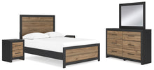 Load image into Gallery viewer, Vertani Full Panel Bed with Mirrored Dresser and 2 Nightstands
