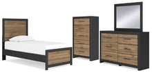 Load image into Gallery viewer, Vertani Twin Panel Bed with Storage with Mirrored Dresser and Chest
