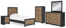 Load image into Gallery viewer, Vertani Twin Panel Bed with Mirrored Dresser, Chest and Nightstand
