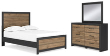 Load image into Gallery viewer, Vertani Full Panel Bed with Mirrored Dresser
