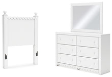 Load image into Gallery viewer, Mollviney Twin Panel Headboard with Mirrored Dresser
