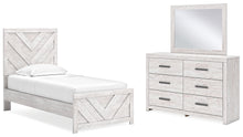 Load image into Gallery viewer, Cayboni Twin Panel Bed with Mirrored Dresser
