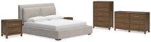 Load image into Gallery viewer, Cabalynn California King Upholstered Bed with Dresser, Chest and 2 Nightstands
