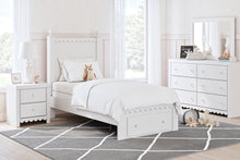 Load image into Gallery viewer, Mollviney Twin Panel Storage Bed with Mirrored Dresser and Nightstand
