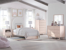 Load image into Gallery viewer, Wistenpine Twin Upholstered Panel Bed with Mirrored Dresser, Chest and 2 Nightstands
