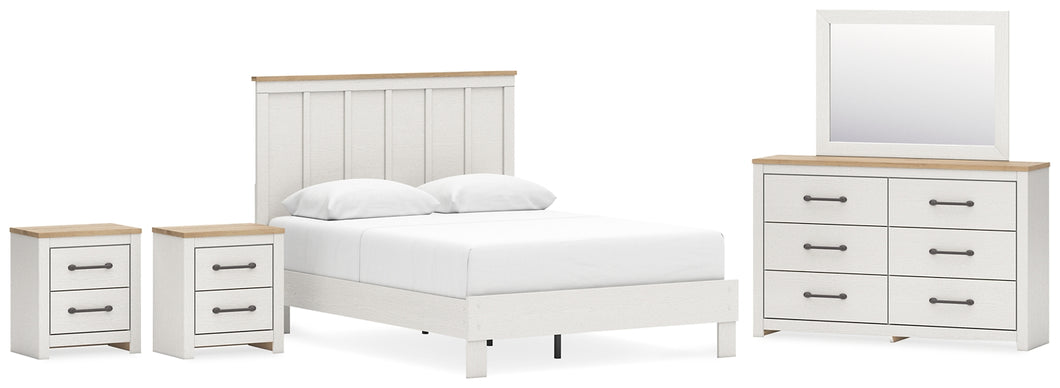 Linnocreek Queen Panel Bed with Mirrored Dresser and 2 Nightstands