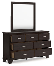 Load image into Gallery viewer, Covetown Full Panel Bed with Mirrored Dresser and 2 Nightstands
