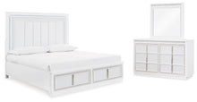 Load image into Gallery viewer, Chalanna Queen Upholstered Storage Bed with Mirrored Dresser
