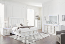 Load image into Gallery viewer, Chalanna Queen Upholstered Storage Bed with Mirrored Dresser
