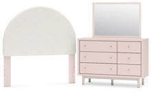 Load image into Gallery viewer, Wistenpine Full Upholstered Panel Headboard with Mirrored Dresser
