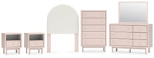 Load image into Gallery viewer, Wistenpine Twin Upholstered Panel Headboard with Mirrored Dresser, Chest and 2 Nightstands
