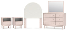 Load image into Gallery viewer, Wistenpine Twin Upholstered Panel Headboard with Mirrored Dresser and 2 Nightstands
