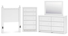 Load image into Gallery viewer, Mollviney Twin Panel Headboard with Mirrored Dresser and Chest
