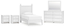 Load image into Gallery viewer, Mollviney Twin Panel Bed with Mirrored Dresser and 2 Nightstands
