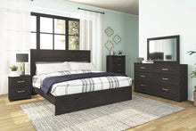 Load image into Gallery viewer, Belachime King Panel Bed with Mirrored Dresser and Chest
