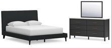 Load image into Gallery viewer, Cadmori Queen Upholstered Bed with Mirrored Dresser
