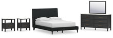 Load image into Gallery viewer, Cadmori Full Upholstered Bed with Mirrored Dresser and 2 Nightstands
