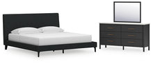 Load image into Gallery viewer, Cadmori King Upholstered Bed with Mirrored Dresser
