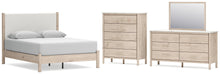 Load image into Gallery viewer, Cadmori Queen Upholstered Panel Bed with Mirrored Dresser and Chest
