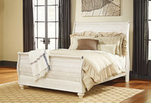 Load image into Gallery viewer, Willowton  Sleigh Bed With Mirrored Dresser And Chest
