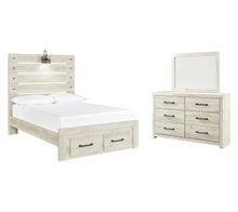 Load image into Gallery viewer, Cambeck Full Panel Bed with 2 Storage Drawers with Mirrored Dresser
