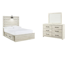 Load image into Gallery viewer, Cambeck  Panel Bed With 2 Storage Drawers With Mirrored Dresser
