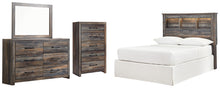 Load image into Gallery viewer, Drystan Full Bookcase Headboard with Mirrored Dresser and Chest
