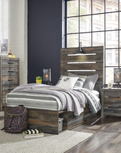 Load image into Gallery viewer, Drystan Twin Panel Bed with 4 Storage Drawers with Mirrored Dresser, Chest and Nightstand
