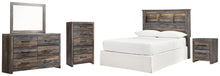 Load image into Gallery viewer, Drystan Full Bookcase Headboard with Mirrored Dresser, Chest and Nightstand
