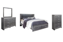 Load image into Gallery viewer, Lodanna King Panel Bed with 2 Storage Drawers with Mirrored Dresser and 2 Nightstands
