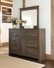 Load image into Gallery viewer, Juararo Queen Panel Bed with Mirrored Dresser and Chest
