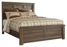 Load image into Gallery viewer, Juararo California King Panel Bed with Mirrored Dresser, Chest and 2 Nightstands
