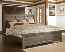 Load image into Gallery viewer, Juararo California King Panel Bed with Mirrored Dresser and Chest
