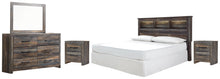 Load image into Gallery viewer, Drystan King/California King Bookcase Headboard with Mirrored Dresser and 2 Nightstands
