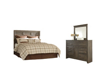 Load image into Gallery viewer, Juararo Queen Panel Headboard with Mirrored Dresser
