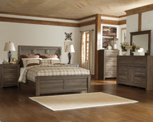 Load image into Gallery viewer, Juararo Queen Panel Bed with Mirrored Dresser
